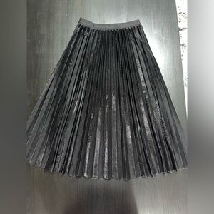 Silver Pleated Midi Skirt for Cocktail Events